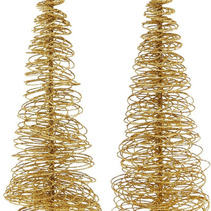 2 Pack Small Gold Christmas Tree Decorations for Table Top Holiday Decor (3 x 10.5 Inches)
