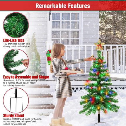 Solar Christmas Trees with Lights, 1200mA Solar Powered Waterproof 3.6FT Outside Xmas Tree Stake with 100 LEDs and 8 Modes for Unique Outdoor Yard Pathway Garden Grave Decorations (2 in 1)