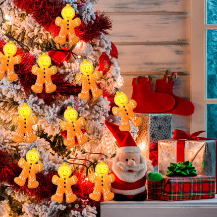 8.5Ft LED Christmas Gingerbread Lights Gingerbread Man String Lights with 10 Pack Cute Gingerbread Man for Indoor Outdoor Christmas Decorations for Christmas Tree Home Party, 0.48W