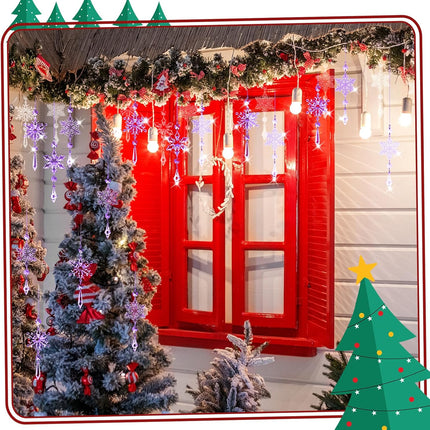15 Pcs Christmas Acrylic Snowflake Christmas Crystal Christmas Tree Ornaments Christmas Crystal Decorations Crystal Ornaments for Christmas Tree for Party Celebration (Purple)
