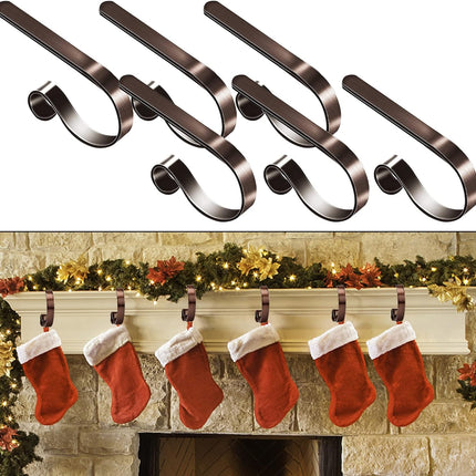 YOFIT Christmas Stocking Holders for Mantle Set of 6, Adjustable and Lightweight Stocking Hanger, Multi-Use Stocking Hooks for Fireplace Mantel Christmas Home Xmas Party Decor