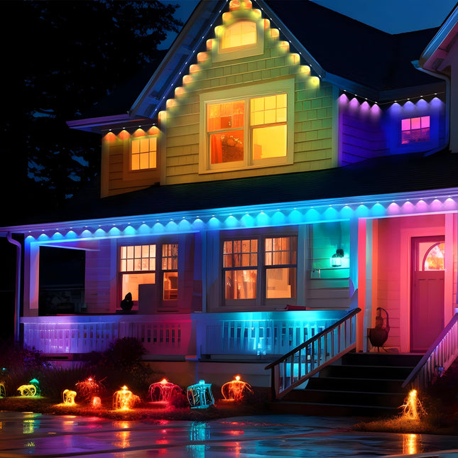 Eternity Lights - Permanent Outdoor Lights with App & Remote, RGB+IC Smart Eaves Lights IP68 Waterproof, Year-Round House Roof Outdoor Lighting for Christmas, Holiday, 30LEDs, 50ft, Extendable