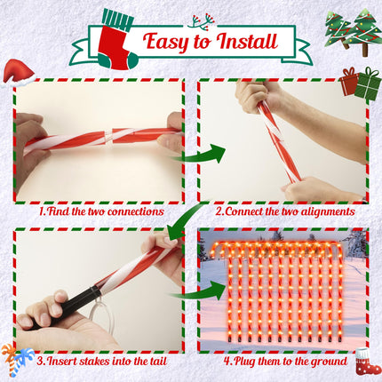 COOLWUFAN 24 Pack Christmas Candy Cane Lights, 33'' Light Up Candy Cane Decoration Outdoor Yard, Waterproof Christmas Decor Pathway Lights