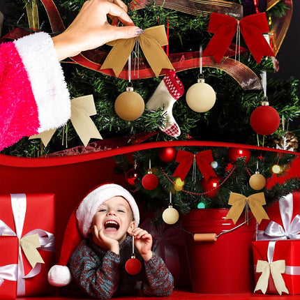 Bencailor 36 Pcs Velvet Christmas Ornament Set Velvet Bows for Christmas Tree Velvet Christmas Balls Decoration Xmas Rustic Wreath Ribbon Bows for Christmas Tree Garland DIY Craft Wrapping Decor