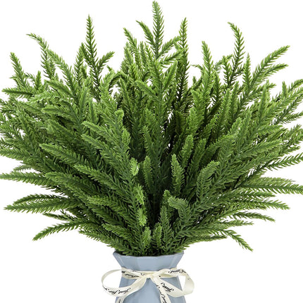 24Pcs Norfolk Pine Branches Stems 13.5" Artificial Pine Needles Sprigs Norfolk Pine Garland Accessories Vase Fillers Winter Fake Christmas Tree Picks Greenery Sprays for DIY Wreaths (24, Green)