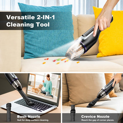 Handheld Vacuum Cordless, Car Vacuum With Brushless Motor 14Kpa Suction, 1.2Lbs Ultralightweight, Led Light, Portable Rechargeable Mini Vacuum For Car Home Cleaning