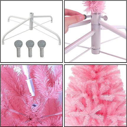 4FT Artificial Christmas Tree, Xmas Pine Tree with Metal Christmas Tree Stand,Pink Christmas Tree for Holiday, Home, Office, Party Decoration