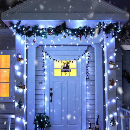 Christmas Snowflakes Light, Snowflakes Holiday Lights with Battery Operated, Waterproof Shatterproof Snowflake Decorative Xmas Fairy Lights for Outdoor Xmas Decor (Pure White, 2 Pack)