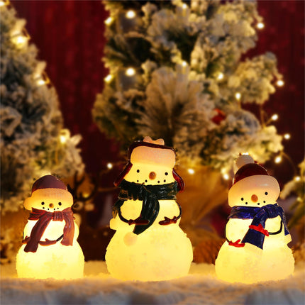 Christmas Snowman Flameless Candles Battery Operated with Remote,Real Wax Carved Candles,Glowing LED Snowman Lights for Christmas Table Decor/Party/—Set of 3