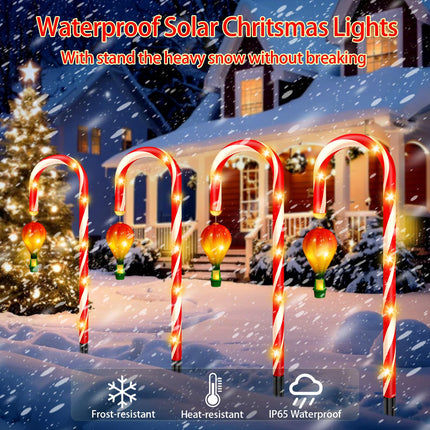12 Pack Outdoor Christmas Decorations, 21" Solar Candy Cane Christmas Lights with Lantern and 180 Bright LED, Waterproof 8 Modes Outside Xmas Decorations for Outdoor Yard Garden Pathway