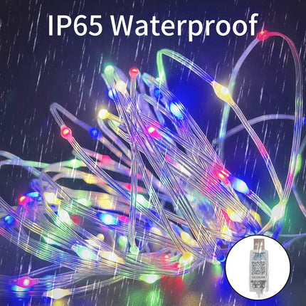 Honche Smart Lights 33FT 100LED USB Power Weatherproof App Control Timer Dimmable DIY Music Sync Speedness Fairy Lights for Campping Bedroom Party Garden Christmas Tree Halloween Decor
