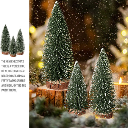 9Pcs Mini Christmas Trees Christmas Decor Artificial Christmas Decorations with 4 Sizes, Christmas Tree Bottle Brush Trees Christmas Table Decorations (Green Silver)