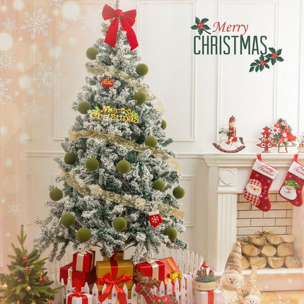 3.15" Green Velvet Christmas Ball Ornaments Set, 16 pcs Flocked Green Xmas Tree Decoration, Large Shatterproof Decorative Hanging Balls for Party Holiday Wreath Garland Home Décor
