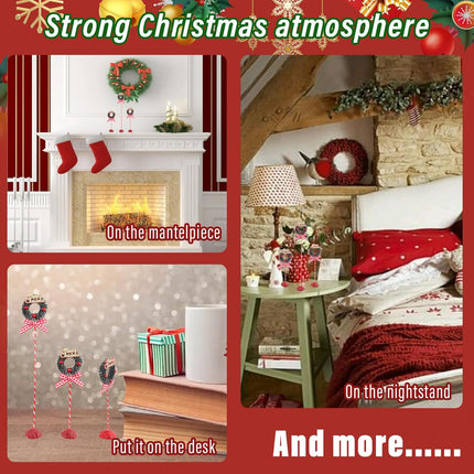3 Pieces Christmas Table Decorations Merry Christmas Wreath Set with Buffalo Plaid Ribbon Bow Red Green Christmas Tiered Tray Decor Christmas Table Centerpieces Tabletop for Home Xmas Party Office