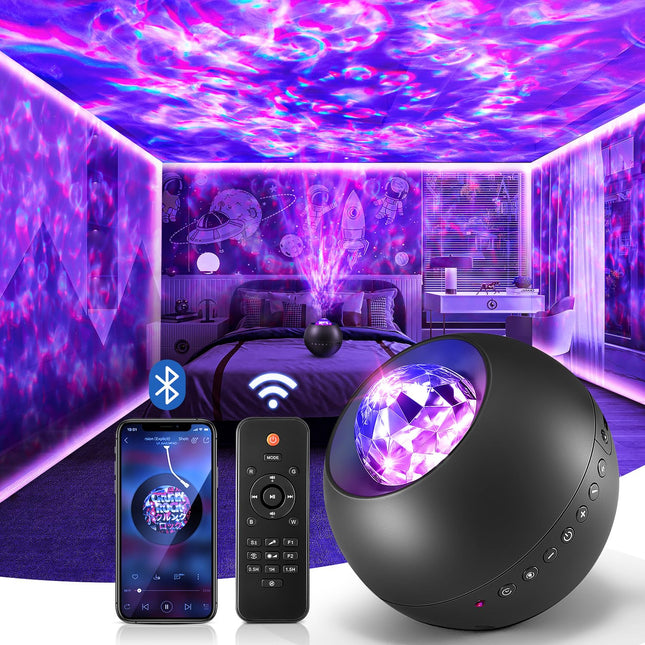 One Fire Galaxy Projector,White Noise Galaxy Light Projector,Bluetooth Music Kids Night Light Projector,Remote Timer Galaxy Projector for Bedroom Decor,Room Lights Cool Stuff s For Teen Girl Stuff