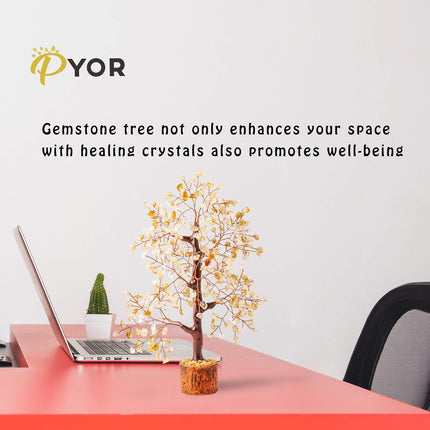 Citrine Crystal - Gem Tree - Crystal Tree of Life - Feng Shui Money Tree - Good Luck Stones and Crystals - Bonsai Tree Sculpture - Aesthetic Room Decor - Reiki Decor - Good Luck s