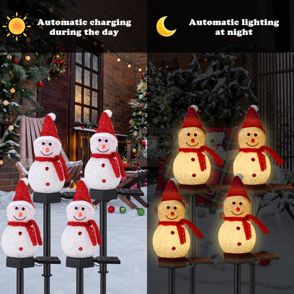 Solar Christmas Decorations Outdoor, 8PCS Snowman Shape Solar Christmas Stakes Lights, Christmas Pathway Lights for Christmas Yard, Garden, Patio Decor