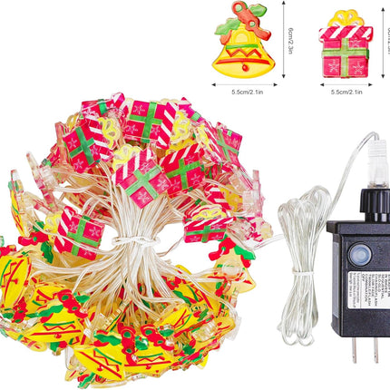Christmas String Lights - 70LED 41ft Fairy Lights with Santa Box & Jingle Bell - Timing Function Christmas Lighting for Yard Bedroom Fence House Party Xmas Tree Garland Christmas Decorations