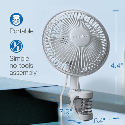 Lasko 2004W Clip Fan, 6, 2004