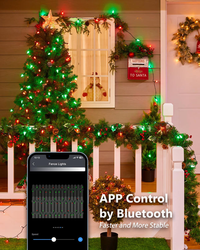 Brightown Smart C6 Christmas Lights Outdoor, 100 LED Christmas Color Changing Fairy Lights App Control, Music Sync, RGB, Shatterproof Connectable C6 String Lights for Tree House Indoor Xmas Decor