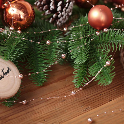 Pangda 65.6 Feet Christmas Tree Beads Garland Plastic Pearl Strands Chain for Christmas Wedding Decoration (Rose Gold)