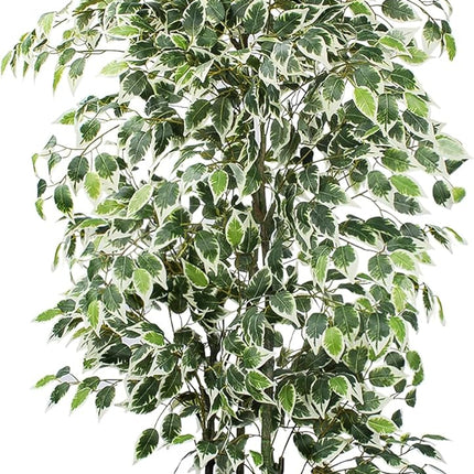 6 FT Artificial Ficus Tree 600 Leaves Faux Plants Indoor Tall with Black Pot Large Fake Tree for Home Office Living Room Decor