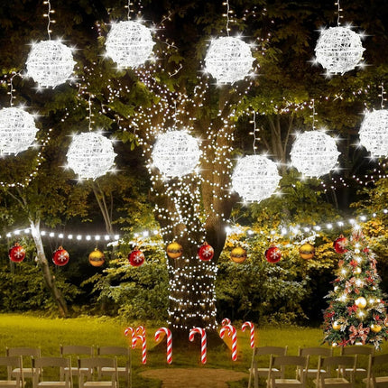Christmas String Lights Outdoors,4 Pack 7.95" Sphere Lights,Ball Tree Garden Globe Lights for Home, Party, Christmas, Porch Patio,Wedding, Garden,Tree Decoration with Plug