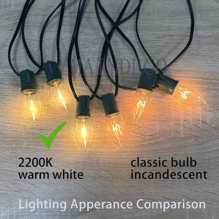 25 Pack C9 White Christmas Replacement Bulbs,E17 Screw Base, White Light,120V/ 0.6W Bulbs, Waterproof Glass LED Bulbs for Indoor Outdoor Xmas Holiday Decoration String Lights,Warm White