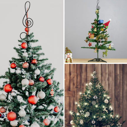 Lenwen Christmas Tree Topper 6.5 Inch Treble Clef Mini Tree Topper Christmas Musical Tree Topper Small Black Wire Tree Topper for Music Themed Christmas Tree Decorations Party Supplies
