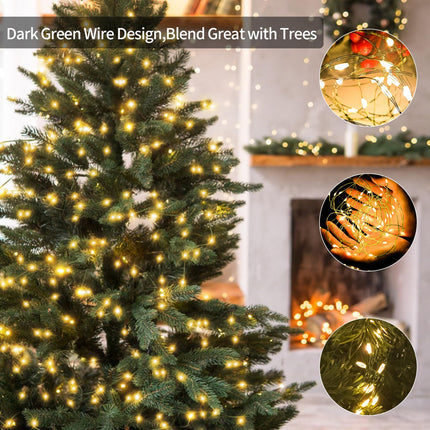 262FT 800 LED Christmas Lights Outdoor String Lights 8 Modes & Timer Twinkle Fairy Lights Plug in Waterproof LED String Lights for Xmas Yard Tree Patio Wedding Holiday Party Decorations (Warm White)