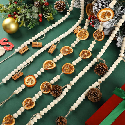 3 Pcs 15 ft Christmas Garland Dried Orange Slice Wooden Bead Garland Pine Cones Cinnamon Sticks Garland for Xmas Tree Ornaments Decoration Fireplace DIY Crafts Home Indoor Mantle Vase Fillers
