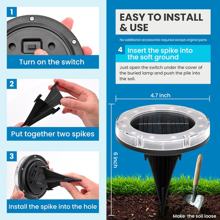 Solpex Solar Lights Outdoor Waterproof, Multicolor Solar Ground Lights, 12 Led 2 Lighting Modes, Solar Powered Landscape Lighting