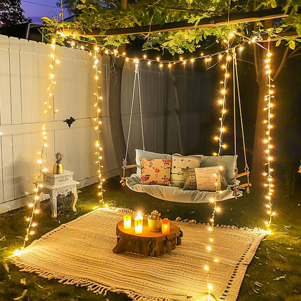 JMEXSUSS 163ft 500 LED Warm White Christmas Lights Outdoor, Plug-in Outdoor String Lights with Remote Control, Clear Wire 8 Modes Christmas Tree Lights for Christmas Bedroom Tree