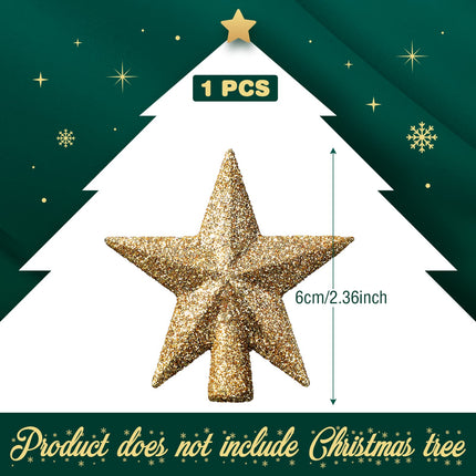 Mini Christmas Tree Topper Small Star Tree Topper Christmas Star Treetop for Small Christmas Ornaments Decorative Tree Star for Xmas Christmas Party(2.36 Inch,Glitter Gold)