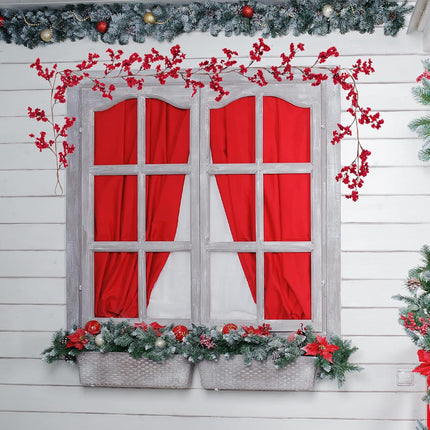 IUIBMI 6Ft Artificial Red Berry Garland Holiday Garland Christmas Red Berry Garland with Bendable Stems for Holiday Fireplace Stairs Table Decorations(#1)