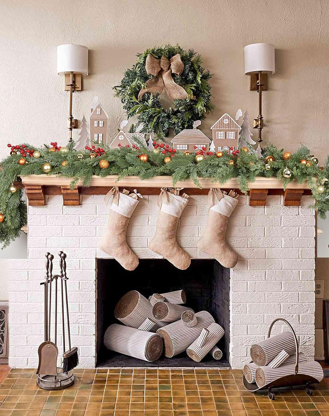 Lvydec 6ft Christmas Pine Garland Decoration,Christmas Greenery Garland Realistic Pine Garland Cypress Garland for Holiday Mantel Fireplace Table Centerpiece