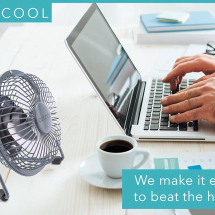 O2Cool 4 Inch Usb Powered Table Desk Personal Fan Grey