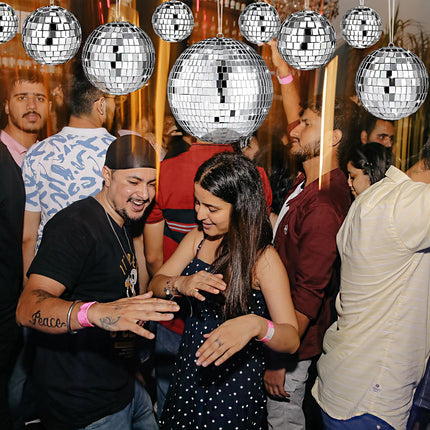 54 Pcs Disco Ball, Hanging Disco Ball Decor Mini Silver Disco Ball Cake Topper Mirror Ball Decorations 74s Disco Themed Party Wedding Christmas Supplies