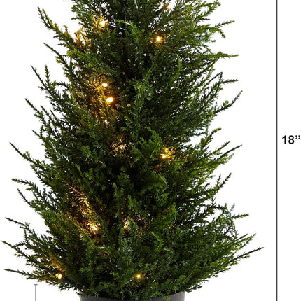 Nearly Natural 18in. Cedar Artificial Tree with LED Lights UV Resistant (Indoor/Outdoor)