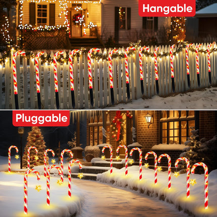 Outdoor Christmas Decorations: 10 Pack Candy Cane Solar Christmas Lights Outdoor Waterproof, Christmas Solar Lights Outdoor & 8 Flashing Modes for Outside Yard Christmas Decorations
