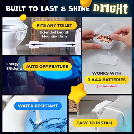 Toilet Bowl Night Light - Unique Cool Gadget with Motion Sensors & Multi Color LED - Mens Stocking Stuffer - Funny Gag Christmas for Dad, Boyfriend, Husband - White Elephant s for Men
