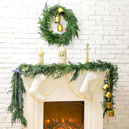 Jutom 24 Inches Christmas Norfolk Pine Wreath with Pine Artificial Christmas Garland for Front Door Windows Wall Pine Greenery Wreath Christmas Decoration Seasonal Indoor Home Decor