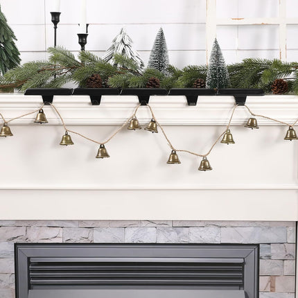 Christmas Decorations -Bells Christmas Garland-Rustic Bells Garland Banner for Christmas Tree Mantle Fireplace and Wall Decor