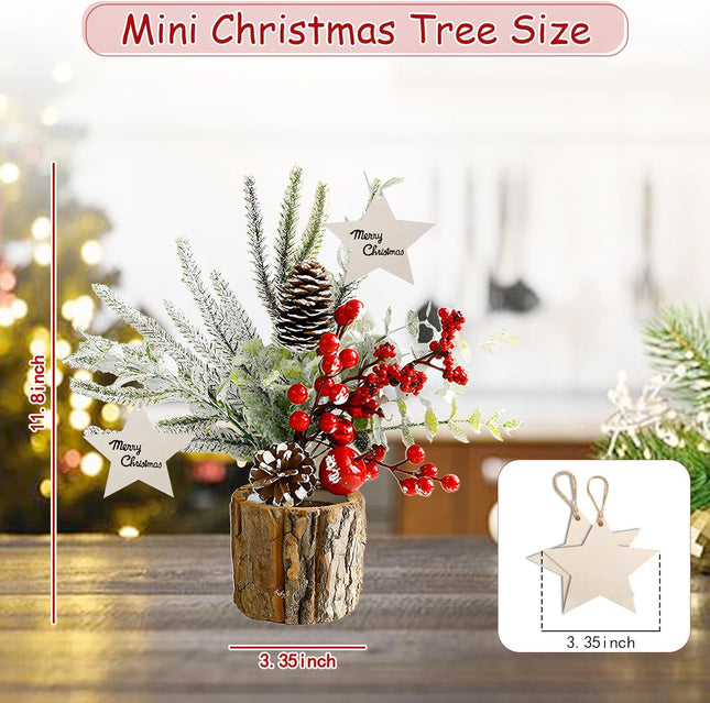 Small Christmas Tree, Table Top Christmas Tree Mini Christmas Tree with Pine Cone Gold Berries Artificial Christmas Tree for Indoor Outdoor Fireplace,Thankgivings,Christmas,Weddings Decor