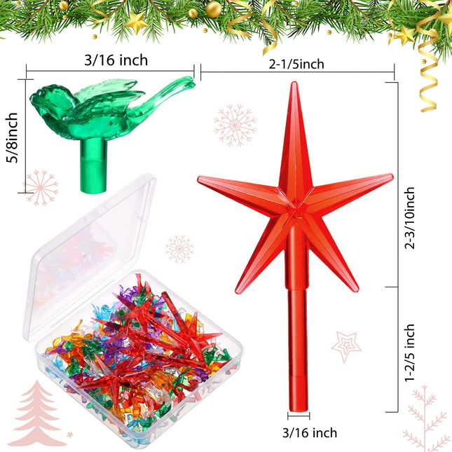 120 Pieces Plastic Christmas Tree Bulbs Medium Bird Bulbs 5 Pieces Ceramic Tree Star Topper Ceramic Tree Supplies Creative Bird Bulb Replacement Lights, Multi Color