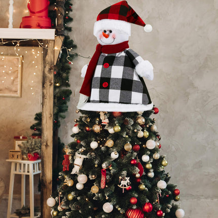 Skylety Large Snowman Tree Topper Christmas Snowman Tree Topper Ornaments with Hat and Scarf for Winter Supplies Christmas Decorations Wonderland Home Party