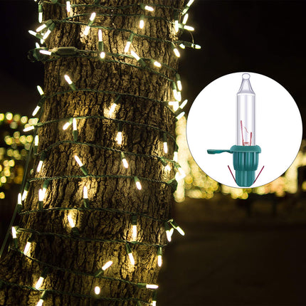 Ruisita Mini Christmas 2.5 Volt Replacement Light Bulbs with Base, 170 Ma, 0.42 Watt for Christmas Trees Decorative Light (120, Clear and Green)