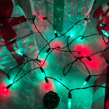 4 Pack 50 LED Christmas Lights Battery Operated, 16FT Waterproof Fairy Twinkle String Lights with 8 Modes & Timer for Indoor Outdoor Xmas Tree Garden Holiday Birthday Wedding Decorations (Red & Green)