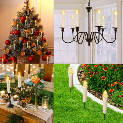 10 PCS LED Window Flameless Taper Candle, Battery Operated Christmas Tree Candle Lights with Remote Timer, Flickering Tree Candles Ideal for Christmas Garden Wedding Birthday Party Decoration.…
