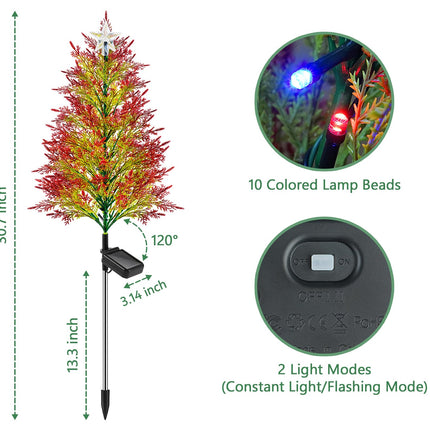 4 Pack Christmas Outdoor Decorations, Artificial Small Solar Christmas Tree Lights Outside, 2 Modes 40LED Solar Christmas Decorations Outside, Solar Christmas Lights Outdoor Waterproof Decorations